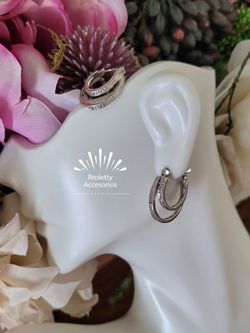 Sterling Silver Hoops with real tiny Diamonds