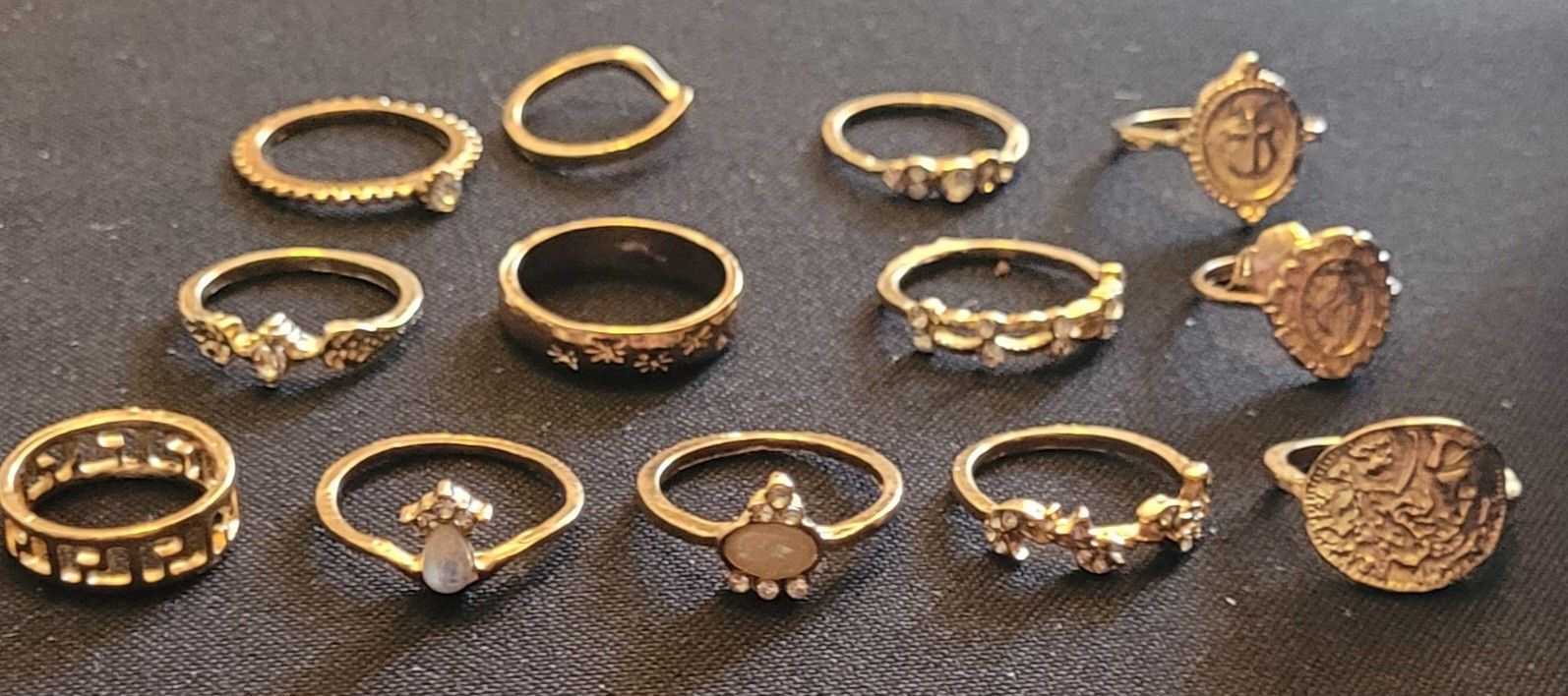 13 Gold Plated Costume Rings