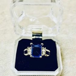 Crystal Blue Sapphire White Gold Ring :) 6