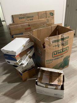 Moving boxes & packing paper/bubble