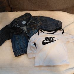 6m Set Baby Jean Jacket With Nike shirt 