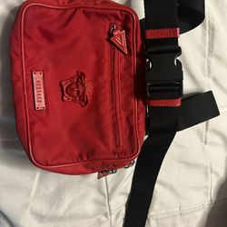 Unused VERSACE Waist Bag Body Bag Crossbody Shoulder Logo Nylon Red