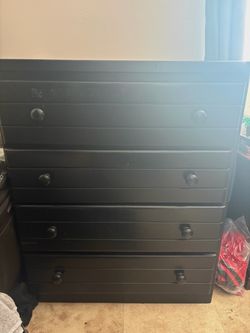 Black Wooden Dresser with Black Knobs