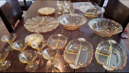 Vintage Fairfax Fostoria Canary Yellow Glassware