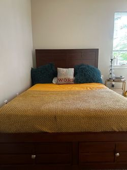 Redwood full-size bed with drawers