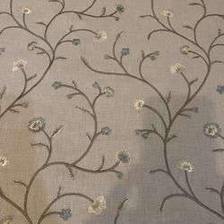 Home Decorators Fabric   Gray/blue Color   Embroidered Fabric     1 1/4 Yard  Brand New  