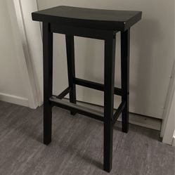 Amazon Basics Solid Wood Saddle-Seat Kitchen Counter Barstool, 29-Inch Height, Black - Set of 2