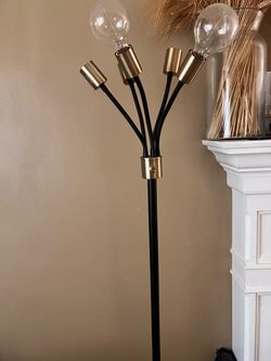 Modern 5-Head Floor Lamp Black and Gold