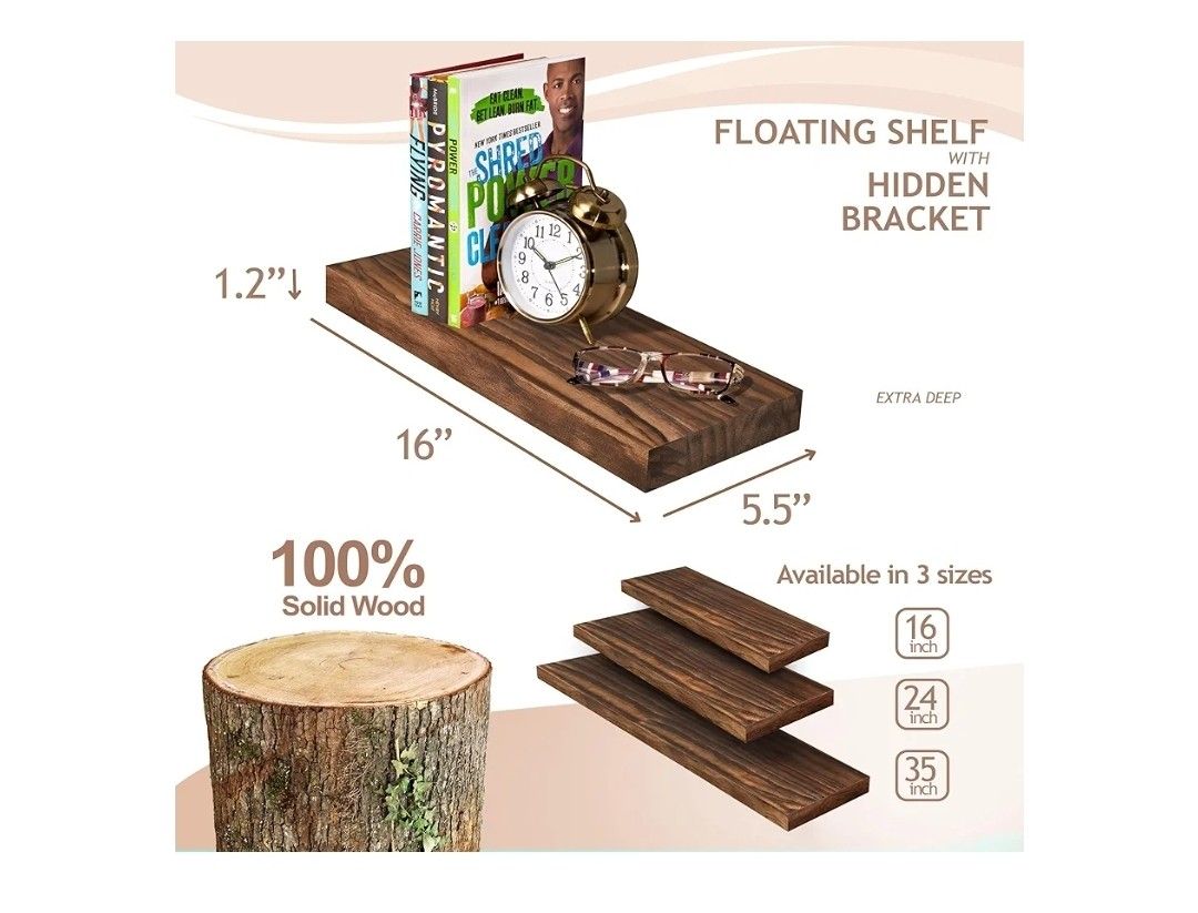 Rustic Brown Floating Shelfs Small