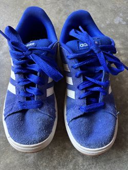 Adidas Grand Court Blue Suede Sneakers - boys size 3