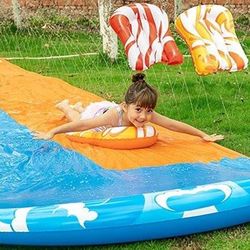  JOYIN 22.5ft Water Slides and 2 Bodyboards (New In Box)