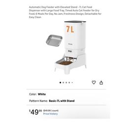 Brand new Automatic Cat & Dog Feeder with Elevated Stand - 7L Cat Food Dispenser with Large Food Tray, Timed Auto Cat Feeder for Dry Food, 6 Meals Per