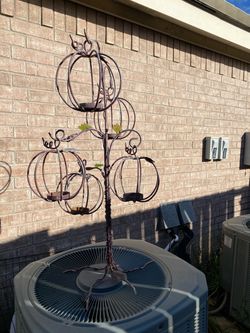 Five pumpkins Metal Pumpkin Candle Holder