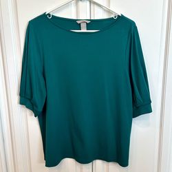 💚 Pretty blueish kelly green silky blouse shirt