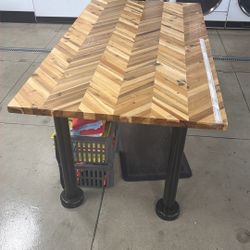 Butcher Block Table With Four Industrial Legs