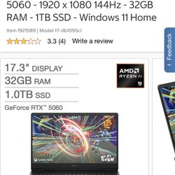 RTX 5060 DDR5 Gaming Laptop 32g Ram Like NEW