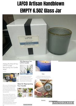 LAFCO Hand Blow Glass EMPTY Candle Jar