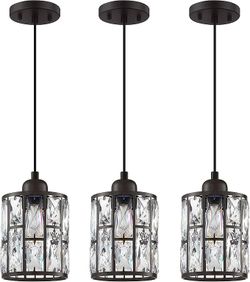 3 Pack 1 Light Modern 5.3" Crystal Hanging Kitchen Island Ceiling Pendant Light  156