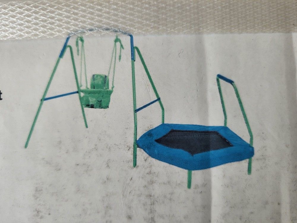 2-in-1 Kids Trampoline & Swing Set Combo