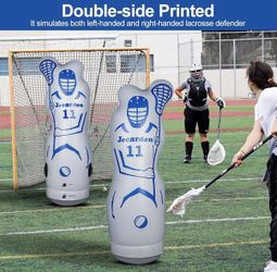 Inflatable Lacrosse Goalie Football Dummy Defender Lacrosse Shot Blocker Training Aids Dodging Dummy for Lacrosse (Goal NOT Included) with Air Pump La