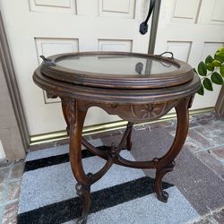 (READ DESCRIPTION) Coffee Table With Glass Serving Table
