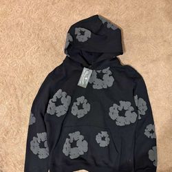 Black denim tear hoodie