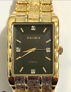 Elgin Diamond Gold-Tone Dress Watch