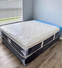Queen Mattress Set Plush PillowTop – Brand New –  Same Day Delivery Available 🚚