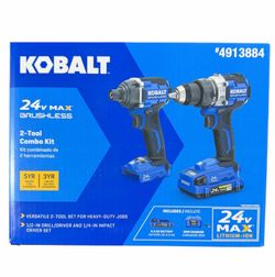 NEW Kobalt 1/4" Impact & 1/2" Drill/Driver Brushless 2 Tool Combo Kit #(contact info removed)