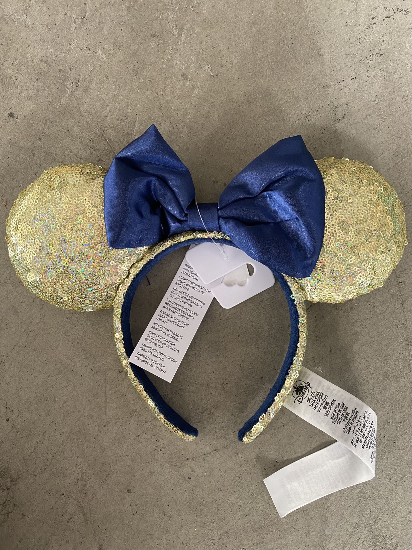 Disney Parks 50th Anniversary EARidescent Shimmer Gold Blue Minnie Ear Headband