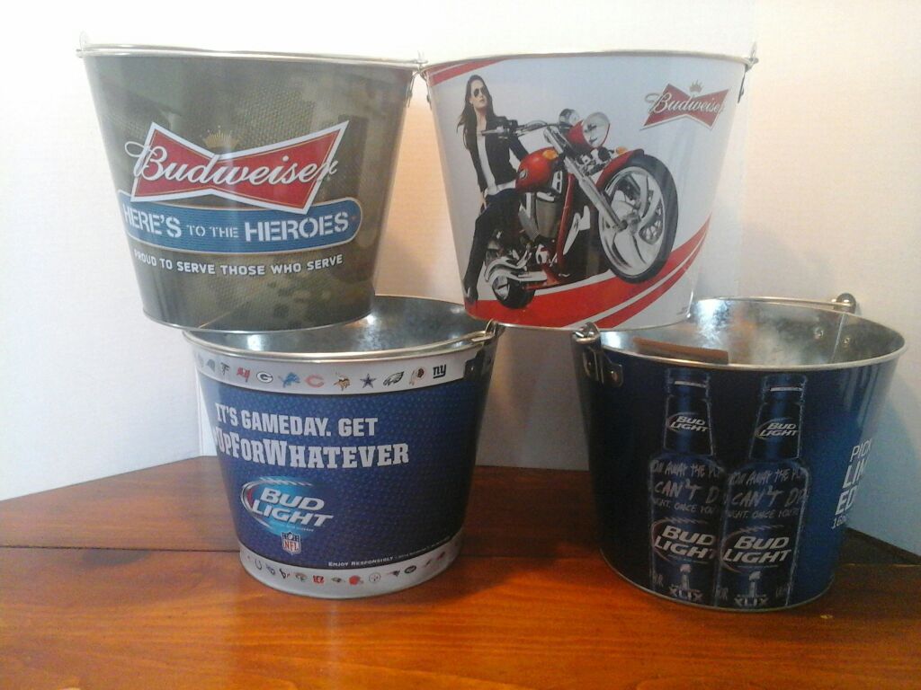 NEW budweiser metal steel beer buckets $5 each bucket