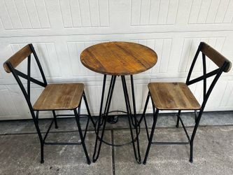 Rustic Bar Height Bistro Set – 44” Table + 2 Chairs