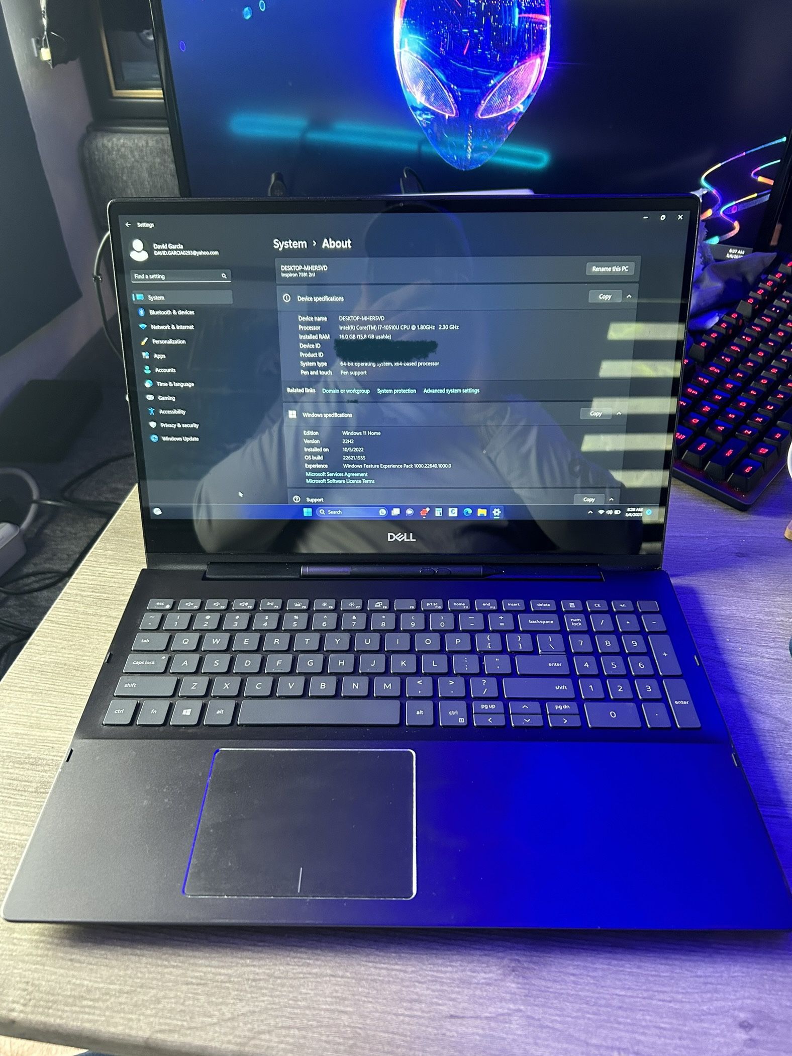 Dell Inspiron 7591 2in1 Touchscreen Laptop I7 10th Gen Processor 512 GB SSD