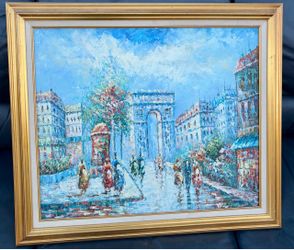 Framed Oil Painting Paris Street Scene