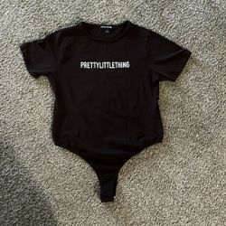 PRETTYLITTLETHING brown logo fitted bodysuit