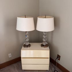 Pair Modern Glass Table Lamps 29” – Built-In Outlet, Designer Style - $60 (Woodbridge)