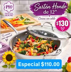Super Especial $110.00 Sarten de 12” Antiaderente Cosina Carnes Arroz Frijoles Pollo Huevos Princess House Ventas Finales