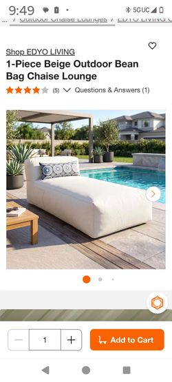 1-Piece Beige Outdoor Bean Bag Chaise Lounge Questions & Answers (1)