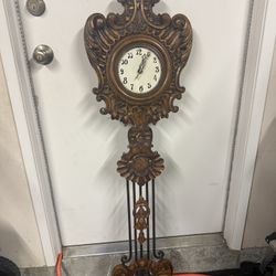 Large Vintage Wall Clock with Pendulum – Made in Spain (Quartz)