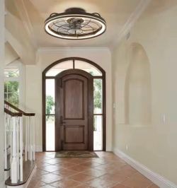 Caged Ceiling Fan with LED Ring Light