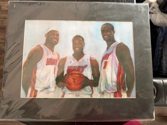 Miami Heat Big Three Matted Art Print