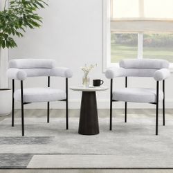 Set Of 2 Modern Upholstered Loop Yarns Side Chair, Kitchen Chairs, Exquisite Craftsmanship Chairs with Metal Legs [NEW] **Assembly Req** 
