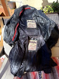 Street & Steel Leather Motorcycle Jacket – Size L, Vented w/ Removable Liner