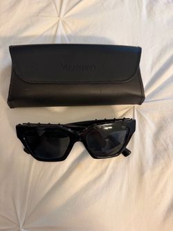 Valentino Black Cat-Eye Studded Sunglasses with Case