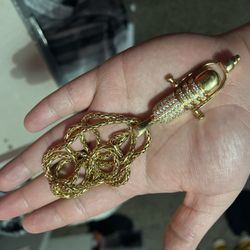 Gold Wheat Chain 30 Inches 4mm W Microphone Pendant 