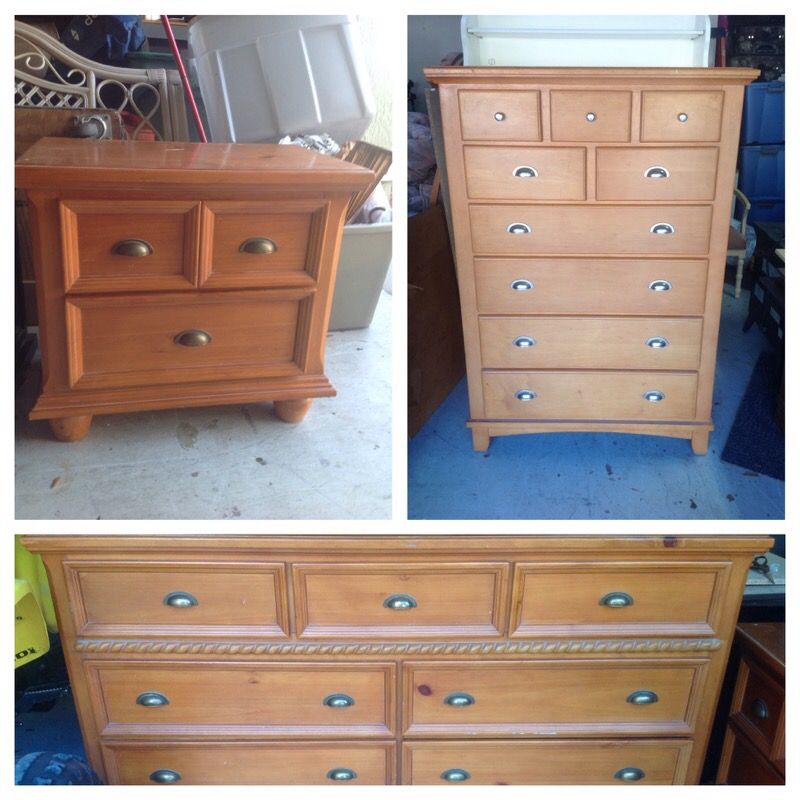 Dresser set by rivers edge furniture, dresser has 7 drawers, chest has 11 drawers and night stand has 2