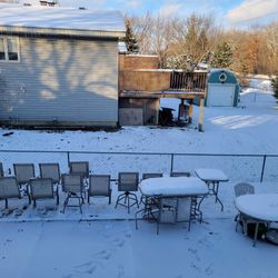 PATIO FURNITURE FREE (14 CHAIRS 3 TABLES NEEDS TLC)