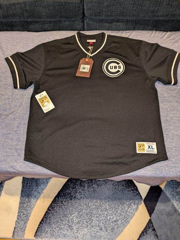 Chicago Cubs Mitchell & Ness Jersey XL BLK Cooperstown Collection Baseball RARE