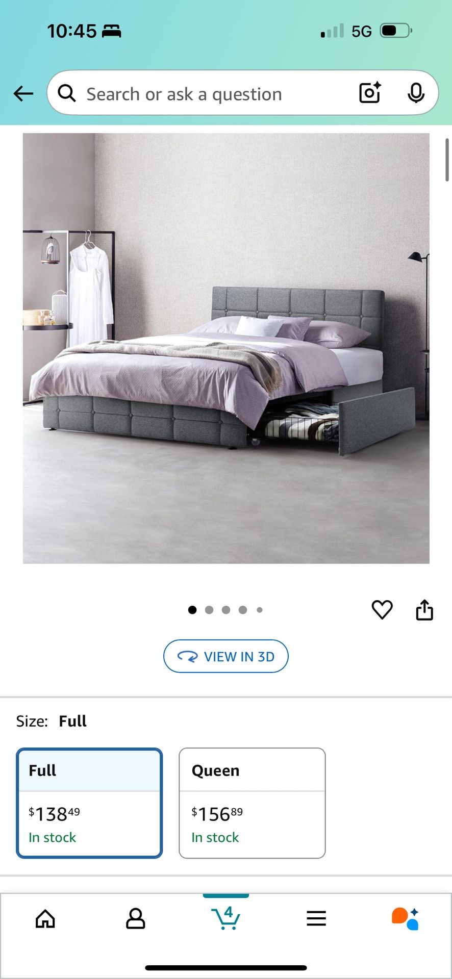 Grey Bed Frame With Storage