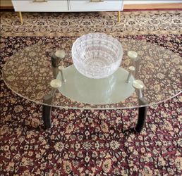 Oval Two-Tier Glass Coffee Table